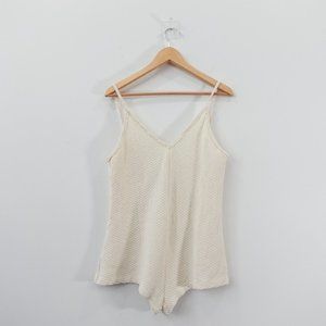 Saint Holiday Romper Womens White Silk One Piece Knit Resortwear Loose Beach NYC